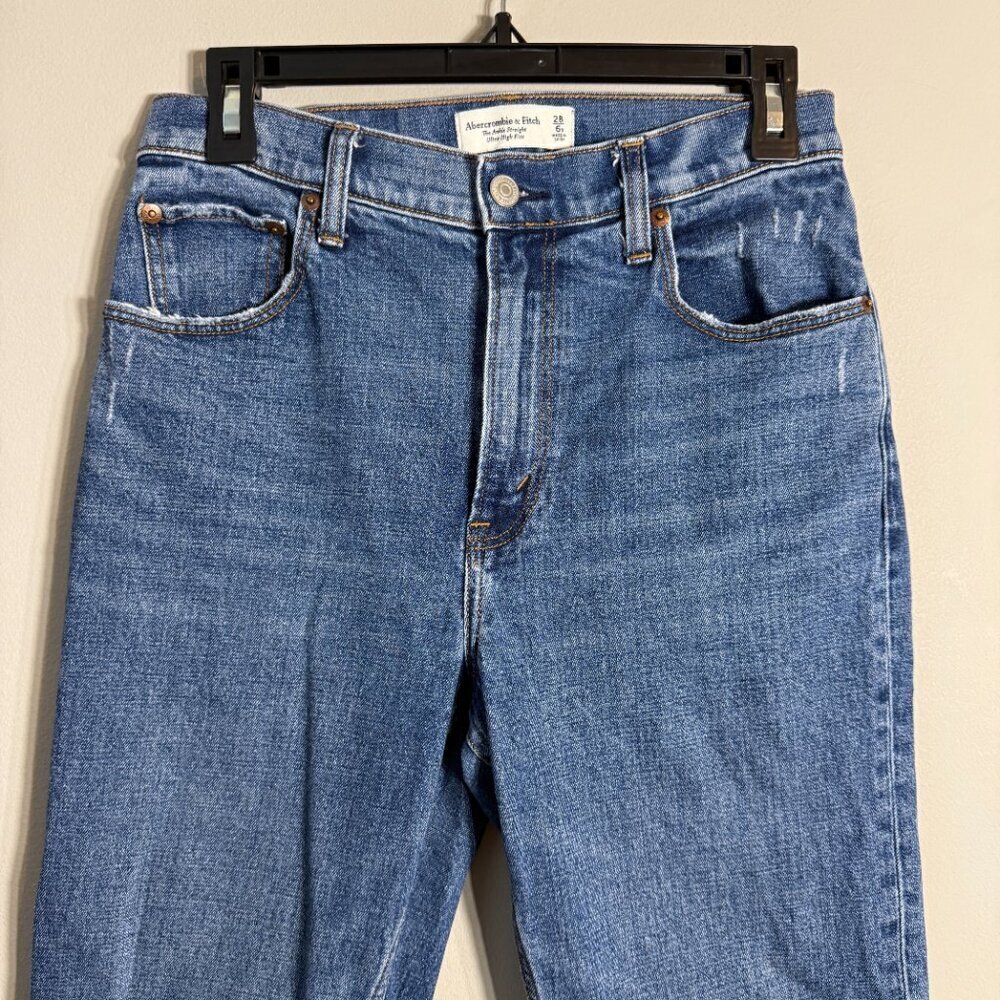 Abercrombie & Fitch Ankle Straight Ultra High Rise Denim Jean Women's 28 6S Blue - Picture 5 of 12